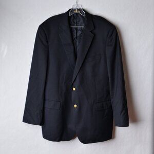 Brooks Brothers Madison Fit Blazer 46L Navy Blue Sport Coat Jacket Gold Wool